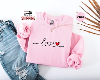 Minimal Love Sweatshirt: Valentines Day Gift