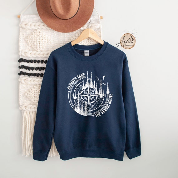 Scenic Route Sweatshirt: Camping Hiking Nature Hoodie
