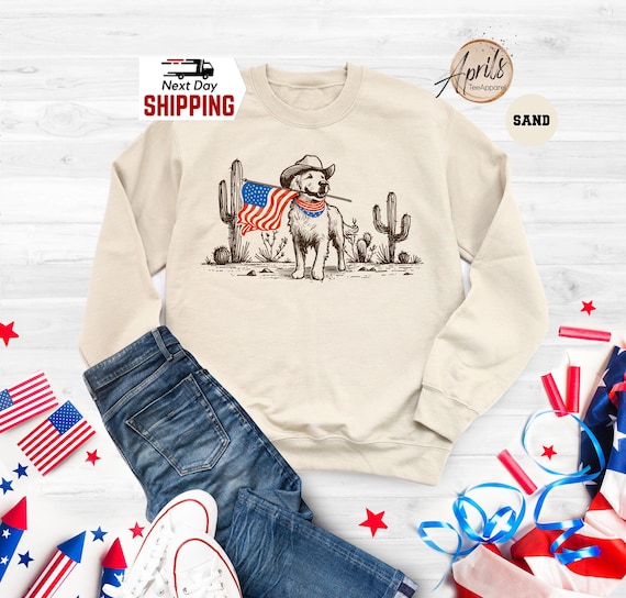 American Pride Dog Sweatshirt: Patriotic Cowboy USA Flag Hoodie
