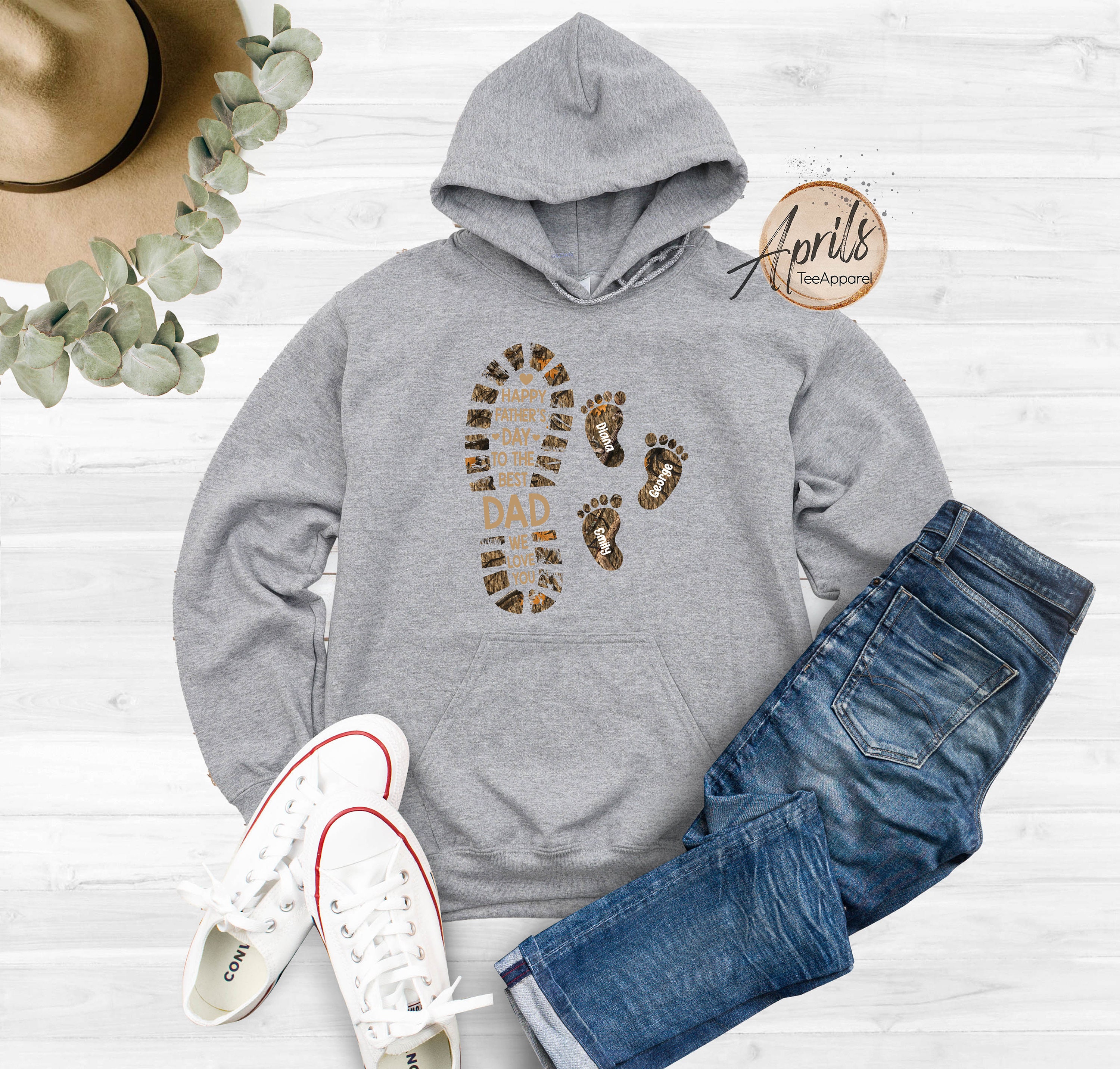 Grandpa Of Twin Boys Footprint Design T-Shirt