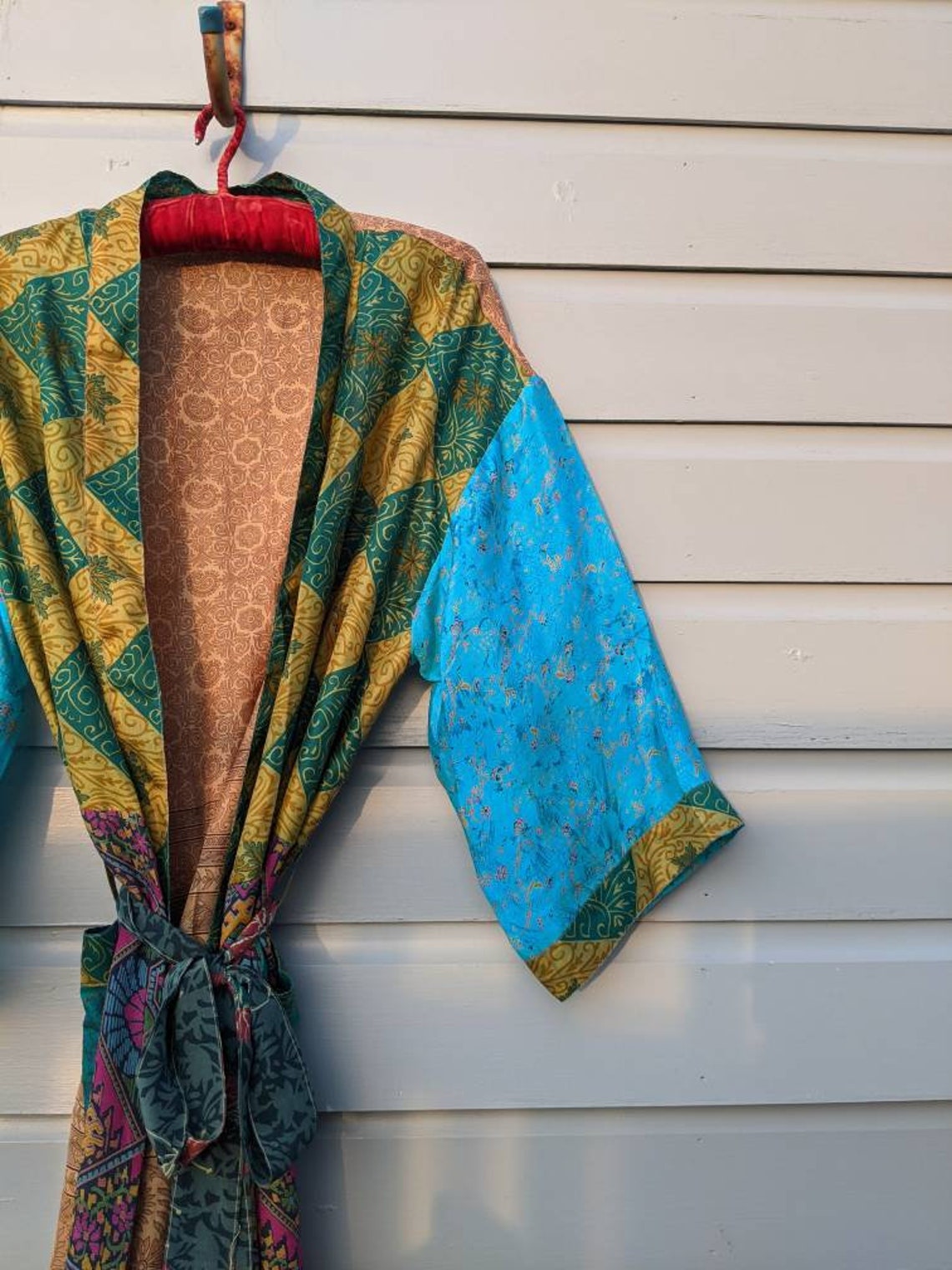 Upcycled Sari Kimono Robe Bohemian Hippie Dressing Gown | Etsy