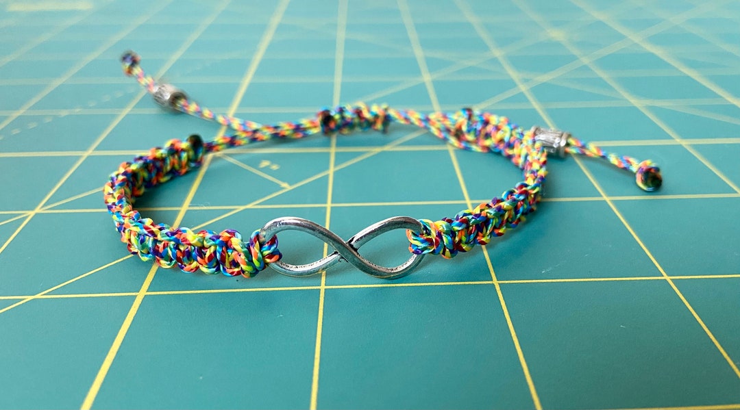 Rainbow Micro Cord Infinity Bracelet - Etsy
