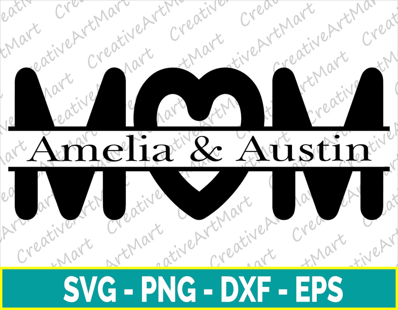 MOM Split Monogram Svg Mom with Kids Names Svg Mom Svg Mom  Etsy