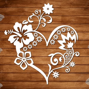 Love Floral Papercuts JPEG, PNG for hand cutting & SVG file for Silhouette Cameo or Cricut, Valentine Papercut Template Design