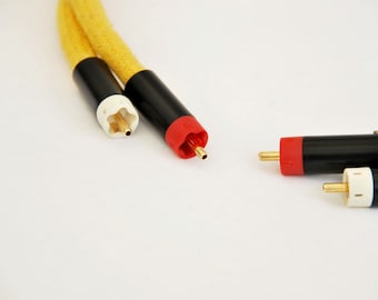Vintage Cloth RCA Cables - Braided Audio Interconnects - Gold Plated Connectors
