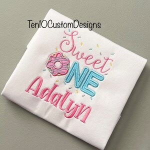 First Donut Birthday Shirt, Sweet One Birthday Shirt, Girls Sprinkles Doughnut Birthday Shirt, Sweet One Donut Embroidered Birthday Shirt