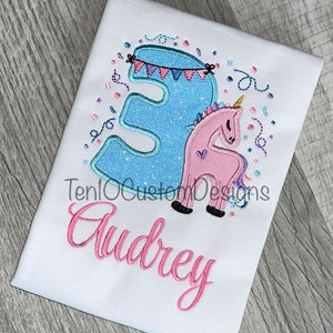 Unicorn Number Birthday Shirt 3rd Unicorn Birthday Tee
