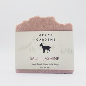 Raw GOATS MILK SOAP | Salt + Jasmine | Himalayan salt bar |  Handcrafted with essential oils