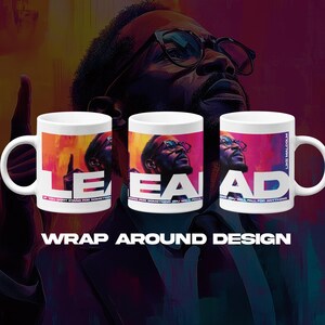 Lead Like Malcolm X Mural 12 oz Ceramic Mug - Washable, Microwavable