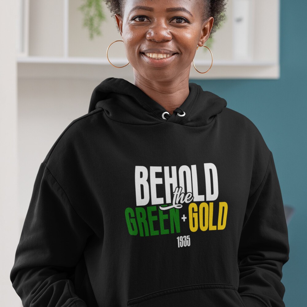 Behold The Green And Gold (Hoodie) - Norfolk State, Norfolk Spartans, Retro Ns U Apparel, Vintage Norfolk State Alumni Shirts, Norfolk Hbcu New Hoodie
