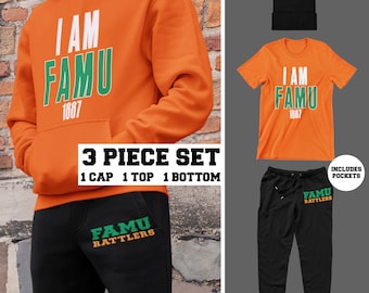 I AM FAMU 3 Piece Set- Rattler Alumni Apparel, Retro FAM Univ Homecoming, Vintage FAm Univ Shirt, FAMu Hoodie and Sweatshirt