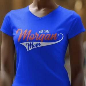 Morgan State Mom 1867 (V-Neck) - Vintage Morgan State Apparel, Morgan State HBCU Merch, Morgan State Bears Alumni Hoodies & Sweatshirts