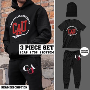 CAU Classic Ed - 3-Piece Set - Retro Clark Atlanta Shirt, Panther Pride, CAU Tees, CAU Panthers Hoodies & Sweatshirts, Hbcu College Apparel