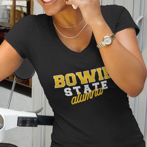 Bowie State Alumna (V-Neck) - Vintage HBCU Bowie State Univ Apparel, Bowie Alumni Tee, Bowie State Merch, Bowie State Hoodies & Sweatshirt