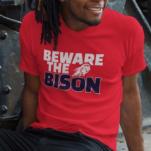 Beware The Bison (V-Neck) Howard Alumni Tee, Howard Univ Shirt, Howard Merch, Howard HBCU Hoodies & Sweatshirts, Bison Tees, College Apparel