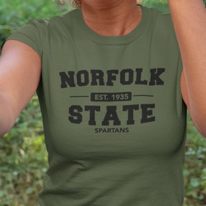 Norfolk State (Fatigue Green) Norfolk Spartans Apparel, Vintage Norfolk State Alumni Shirt, Norfolk HBCU Tees, Spartan Hoodie & Sweatshirt