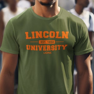 Lincoln Univ (Fatigue Green) Lincoln Lions, Retro Lincoln HBCU Apparel, Lincoln HBCU Alumni Tee, Lincoln Homecoming Hoodies & Sweatshirts