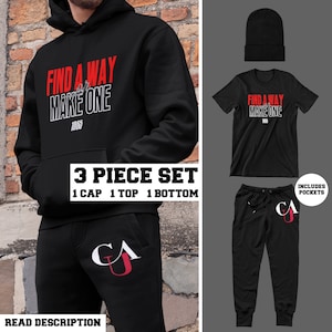 Find A Way, Or Make One 3 Piece Set (Black) - Clark Atlanta Shirt, Panther Pride, CAU Panthers Hoodies & Sweatshirts, Hbcu College Apparel