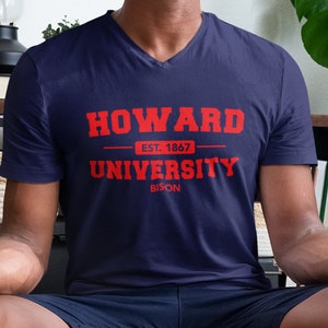 Howard Univ (V-Neck) - Howard Alumni Tee, Vintage Howard Shirt, Howard Merch, Howard HBCU Hoodies & Sweatshirts, Bison Tees, College Apparel