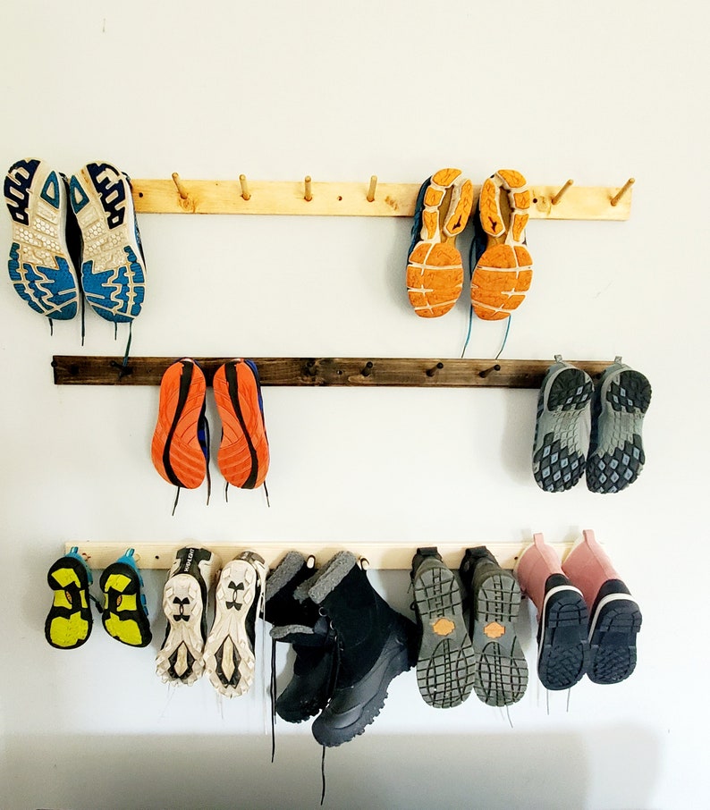 Wood Shoe Rack peg rail. 24 or 48 Etsy