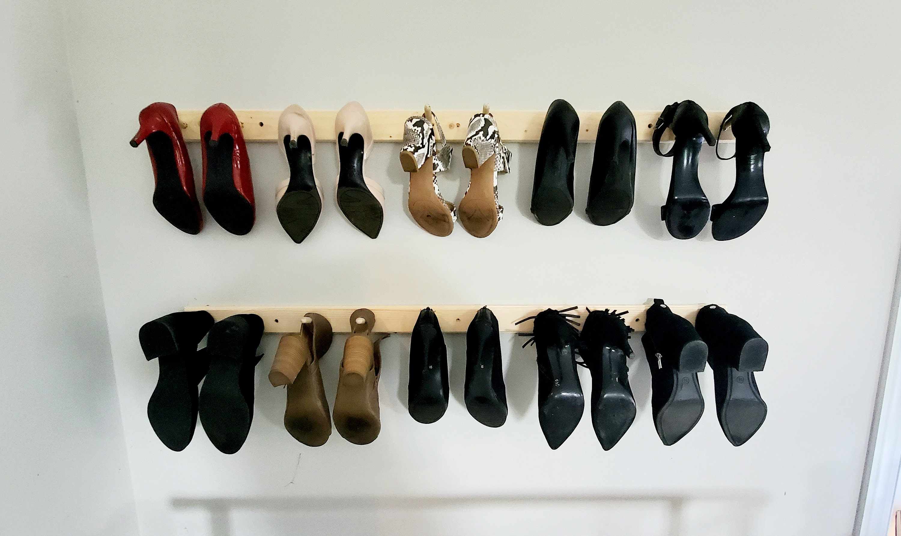 Wood Shoe Rack peg rail. 24 or 48 Etsy