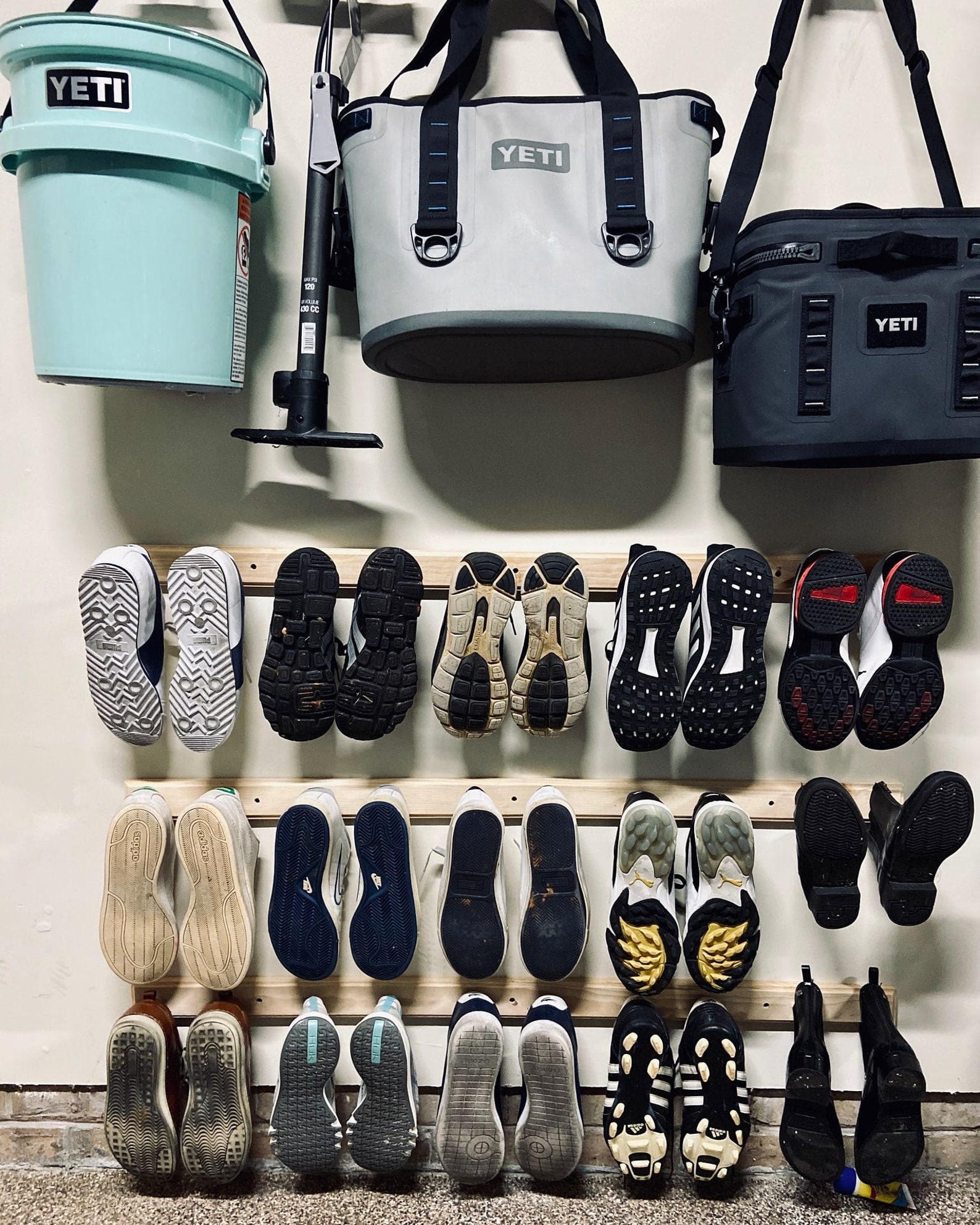 Shoe Rack wood peg rail. 24 or 48 Etsy