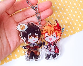 Zhongli en Childe Sleutelhanger - Genshin Impact