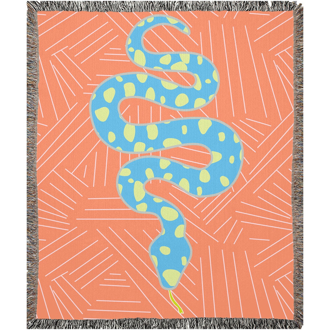 Peach Snake Woven Blanket Art Serpents By A.Talese Blue Etsy