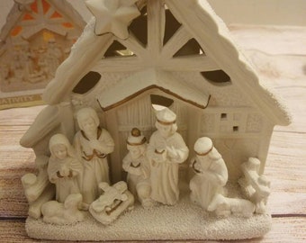 Vintage Nativity Votive holder