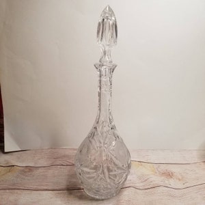 Vintage Crystal Decanter with etched flowers