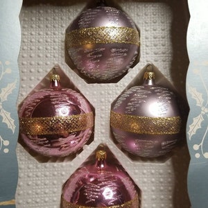 Vintage Kurt Adler Vidrio Muran Hand Blown 4 Ornaments Glitter Design balls