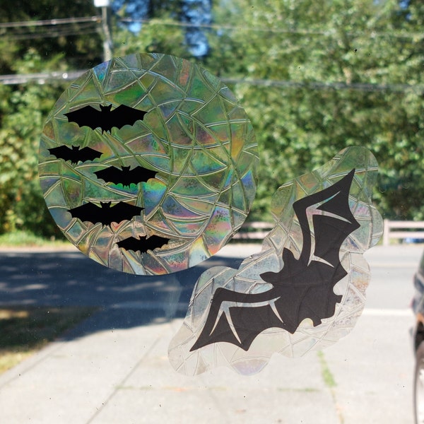 Bat Suncatcher - colony of bats reusable window clings - rainbow makers - window suncatchers - bat decals - rainbow bats