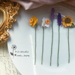 Micro Crochet Flower Bookmark: Handmade Daffodil, Lavender, Sunflower