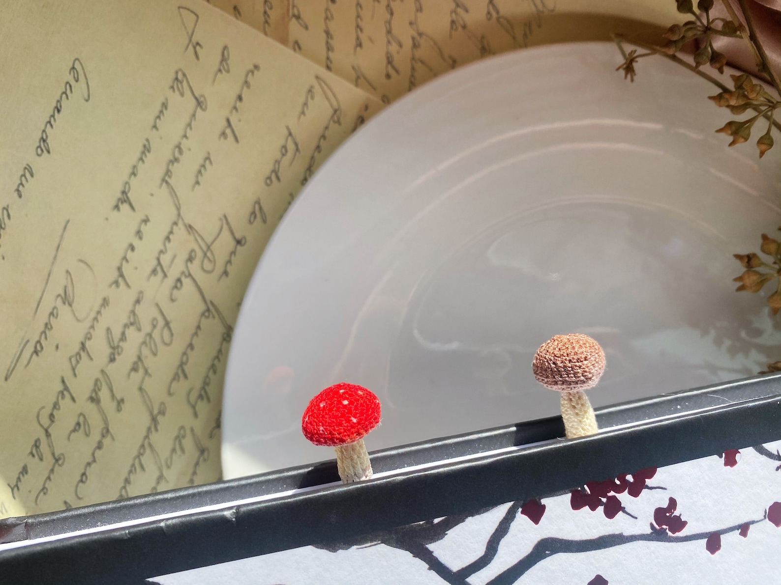 Crochet Bookmarks Mushroomacornmaple Leaf Crochet Etsy