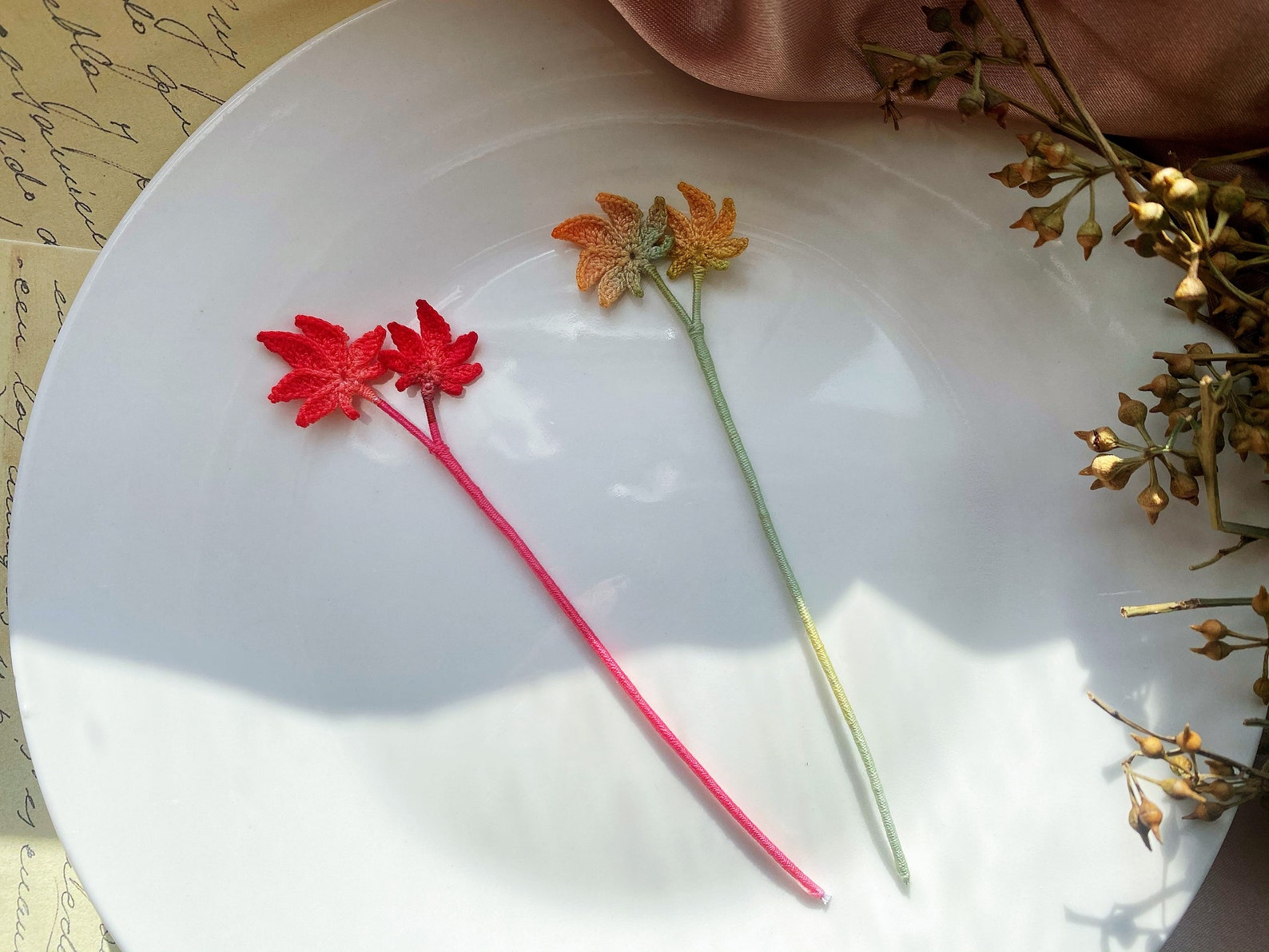 Crochet Bookmarks Mushroomacornmaple Leaf Crochet Etsy