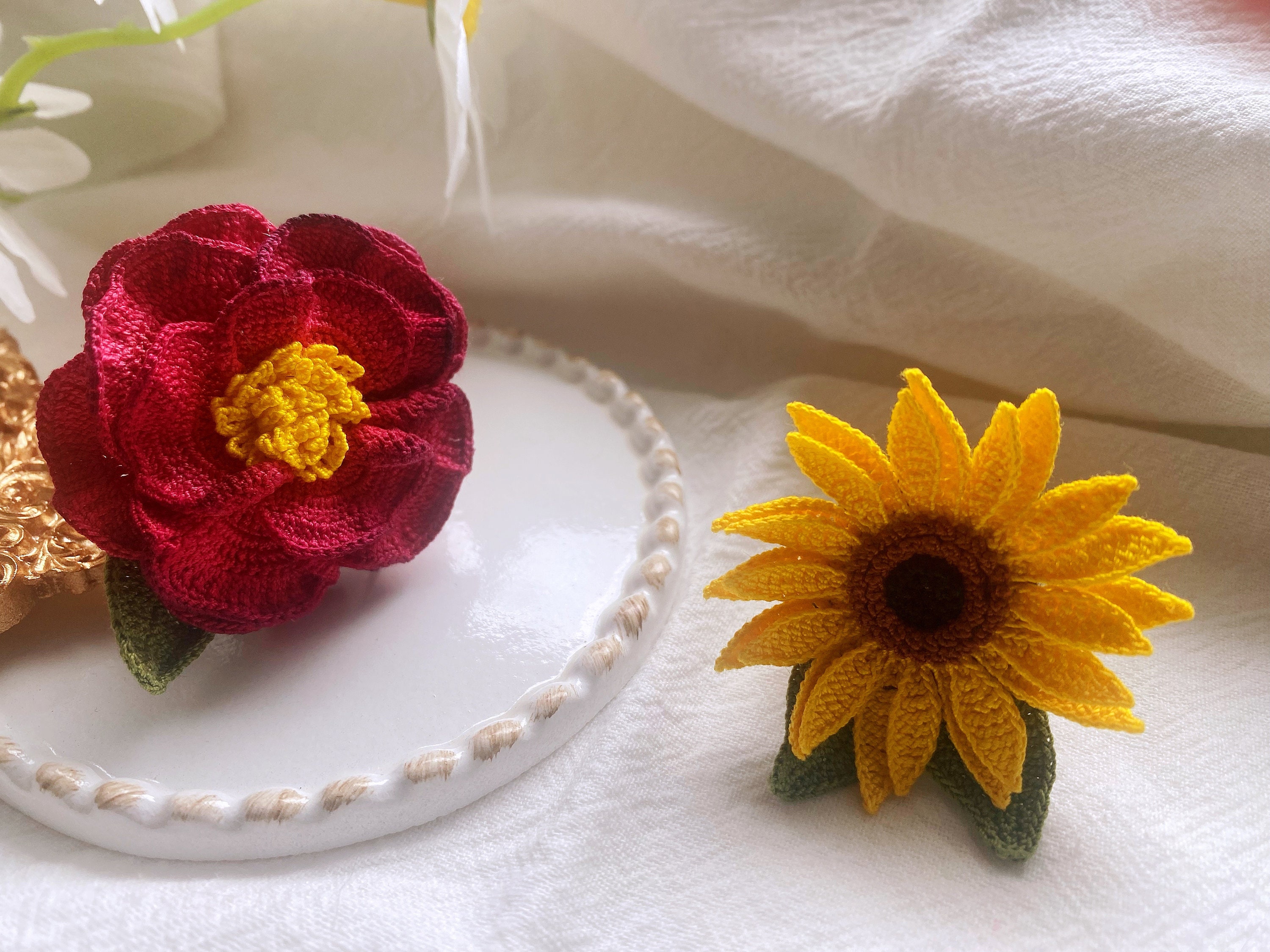 Handgemachte häkeln flauschige Blume Auto Lufter frischer Styling