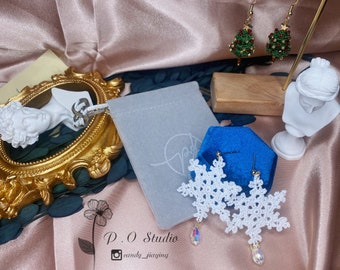 Christmas tree crochet earrings \u2022 Christmas Jewelry \u2022 Tiny Christmas Studs \u2022 Gifts Girls \u2022 Christmas gift for her