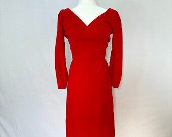 Vintage 1960’s Red Velvet Sweetheart Neckline Mini Dress