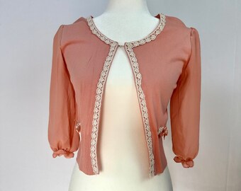 Vintage 1950/60’s Dainty Pink Lace Cardigan