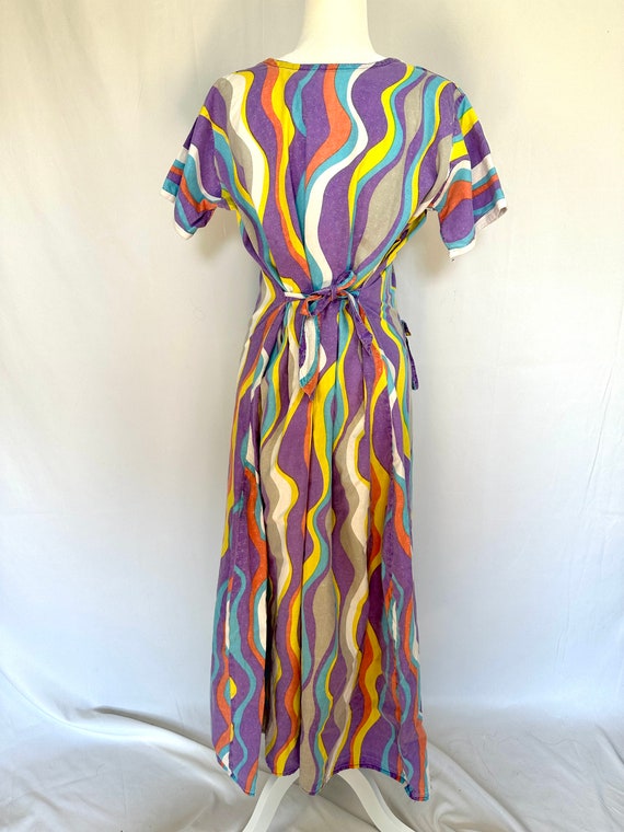 Vintage 60s Psychedelic Maxi Dress XS