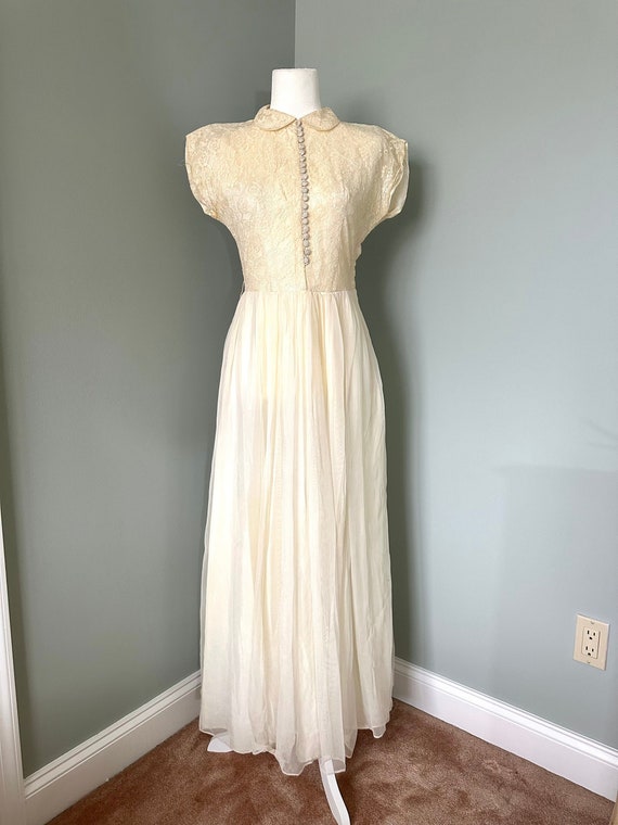1940’s Cream Lace Wedding Occasion Maxi Dress