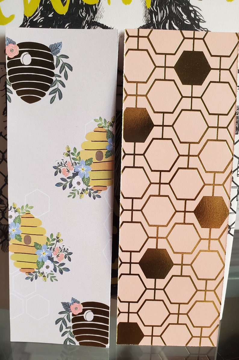 Bee Floral' Handmade Laminated Bookmarks Front and Back - Etsy