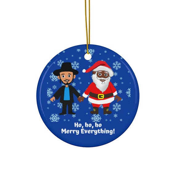 Shalom Ho, ho, ho Holiday Ceramic Diversity Inclusive Unity Peace on Earth Rabbi and Black Santa