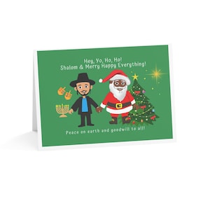グリーティングカード、ラビサンタのホリデーチア、ハヌカのクリスマスユーモアを広める、ギフトセット、カードパック、お祝いの文房具、季節のノートカード