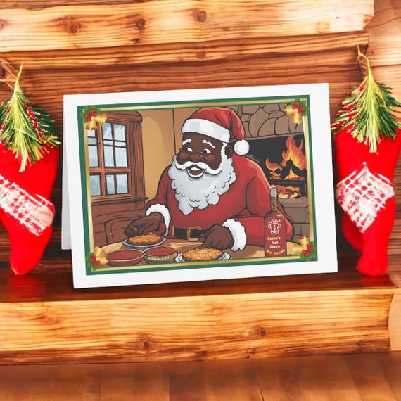 JCHRISTMAS IN JULY olly Black Santa Holiday Cards - Celebrate with Love & Warmth, 10-50pcs And Santa Aint play"n
