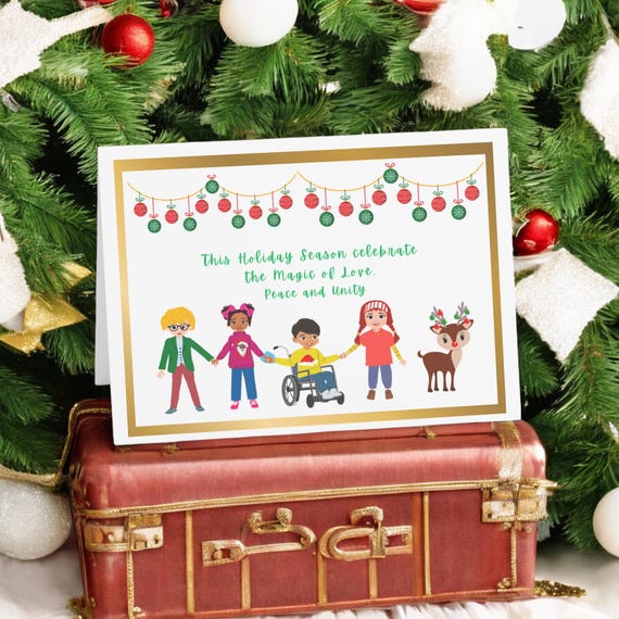 Christmas Card, Celebrate Diversity Shine I am Inclusive, Holiday Greeting Cards, Set of 1, 10, 30,  Beauty in All of Us, Inclusivity Cards