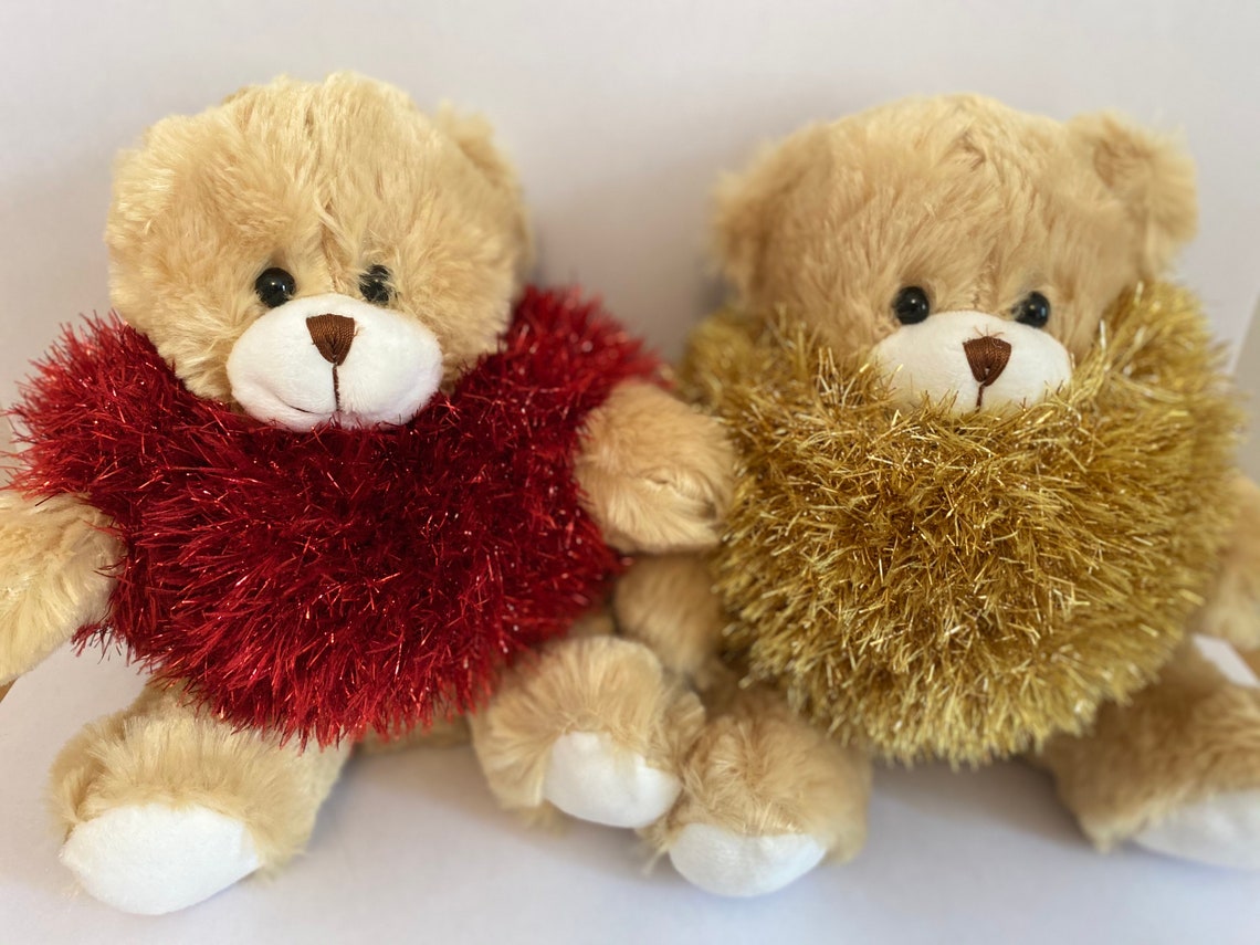 Red Sparkly Bear / Shiny Soft Toy / Teddy Bear - Etsy UK