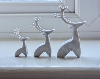 Minimalist Reindeer Trio Figurines | Scandinavian Nordic Decor Set