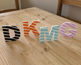 Striped Decorative Letter | 3D printed initial | Personalised Home Decor