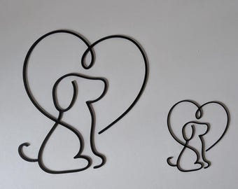 Dog Heart Wire Wall Art | Minimalist Pet Lover Home Decor